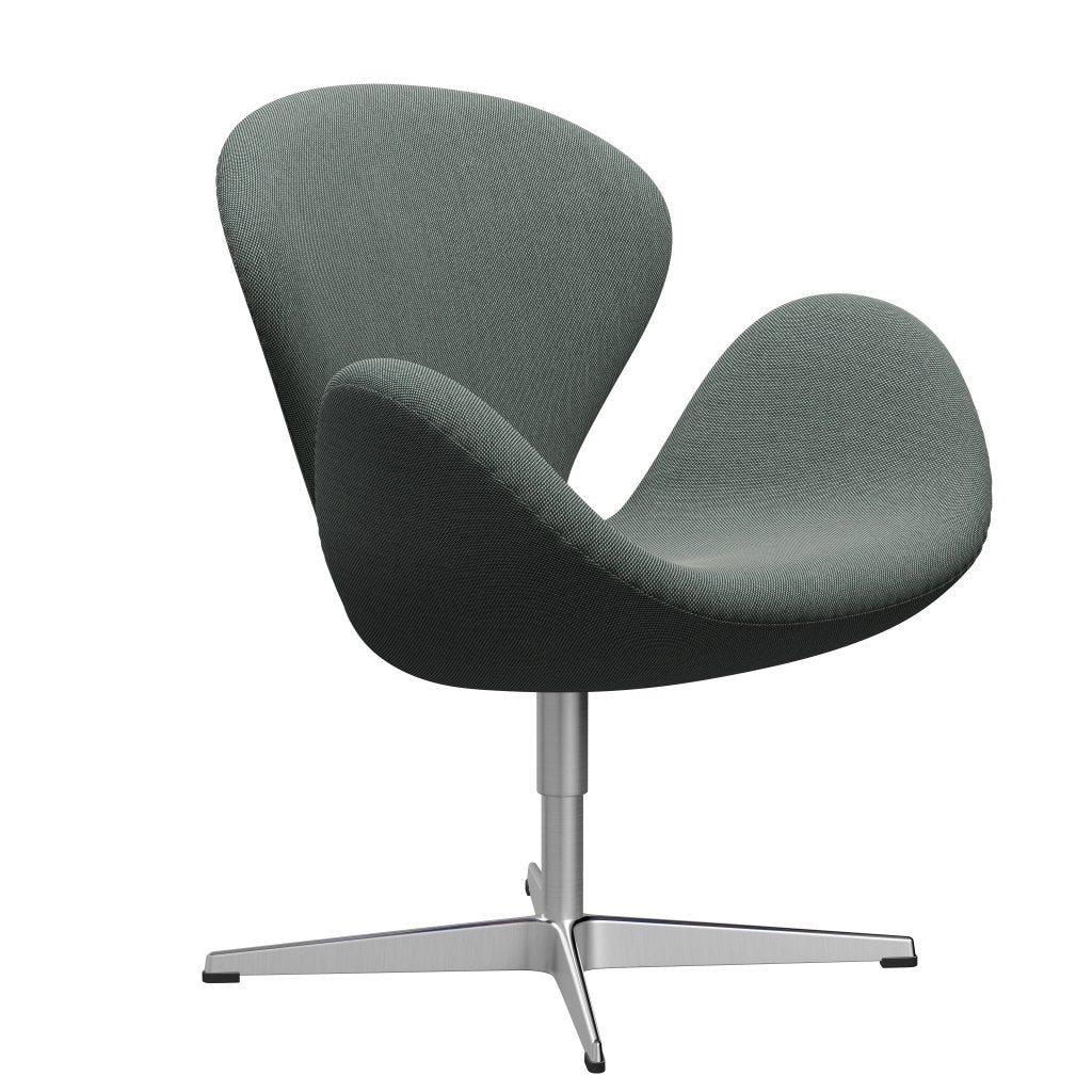 [product_category]-Fritz Hansen Swan Lounge Chair, Satin Brushed Aluminium/Steelcut Trio White/Dark Green-Fritz Hansen-3320-STR916-SPAL-FRI-2