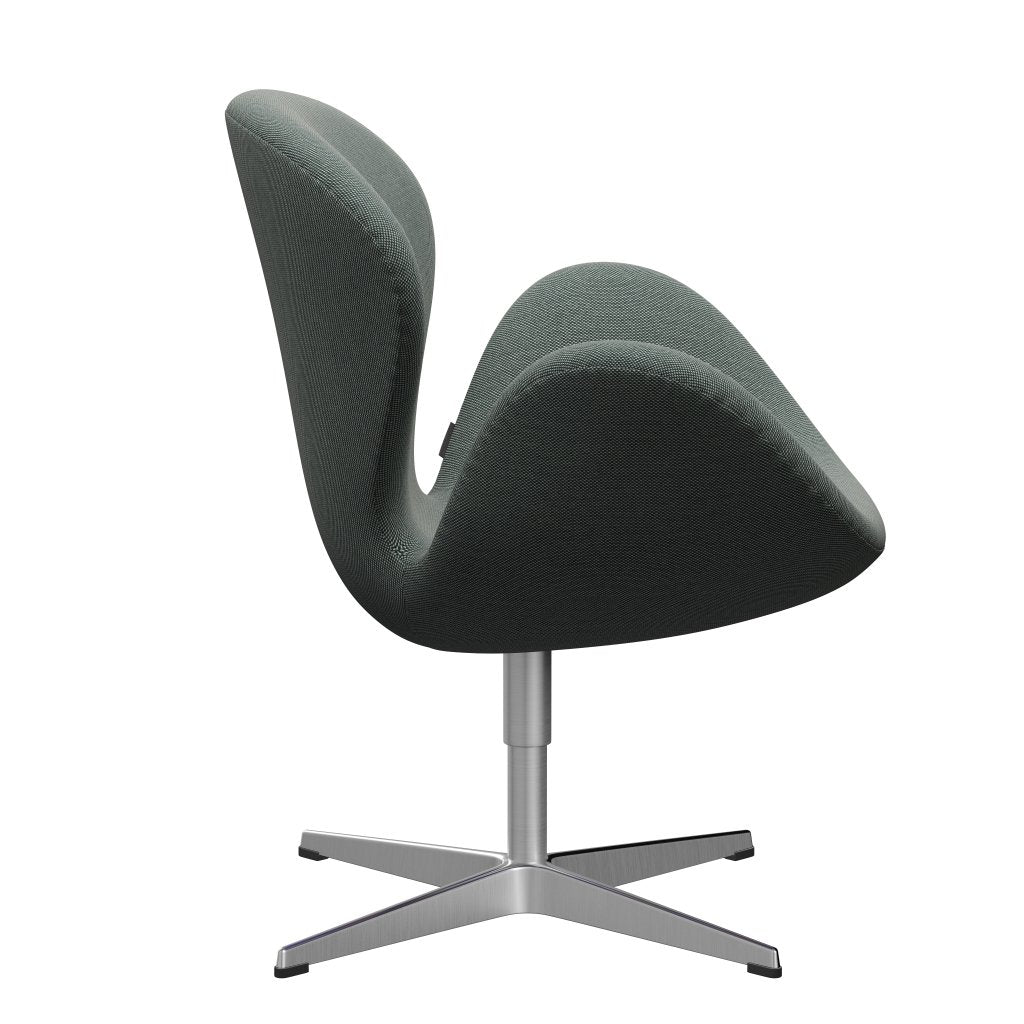 [product_category]-Fritz Hansen Swan Lounge Chair, Satin Brushed Aluminium/Steelcut Trio White/Dark Green-Fritz Hansen-3320-STR916-SPAL-FRI-3