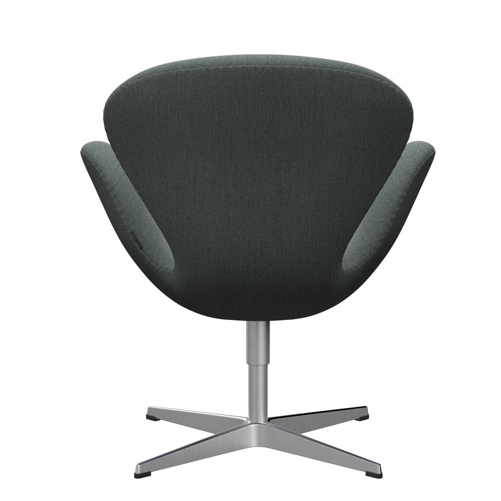 [product_category]-Fritz Hansen Swan Lounge Chair, Satin Brushed Aluminium/Steelcut Trio White/Dark Green-Fritz Hansen-3320-STR916-SPAL-FRI-4