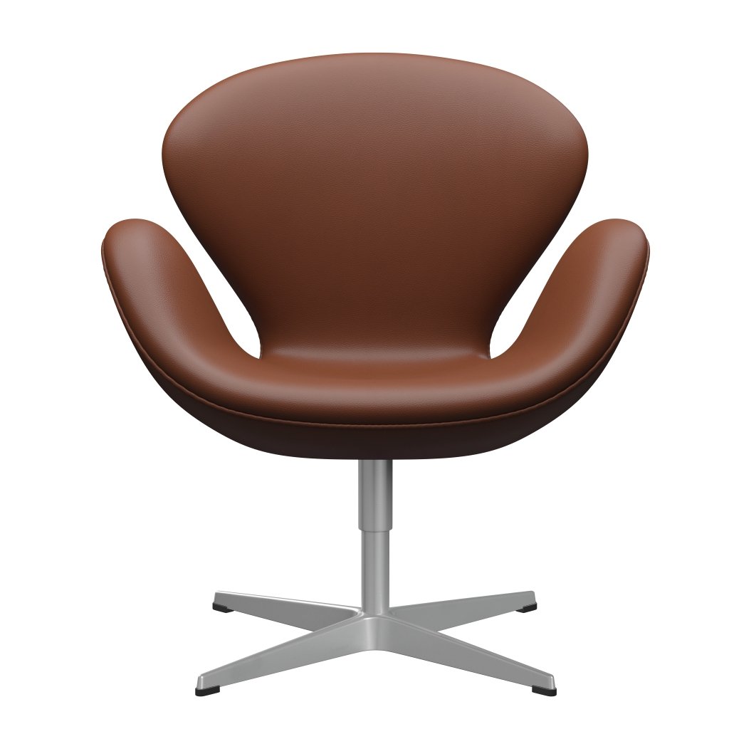 [product_category]-Fritz Hansen Swan Lounge Chair, Silver Grey/Aura Cognac-Fritz Hansen-3320-CLTAN-SGBASE-FRI-1