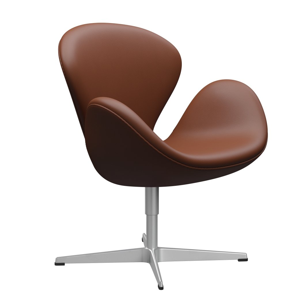 [product_category]-Fritz Hansen Swan Lounge Chair, Silver Grey/Aura Cognac-Fritz Hansen-3320-CLTAN-SGBASE-FRI-2