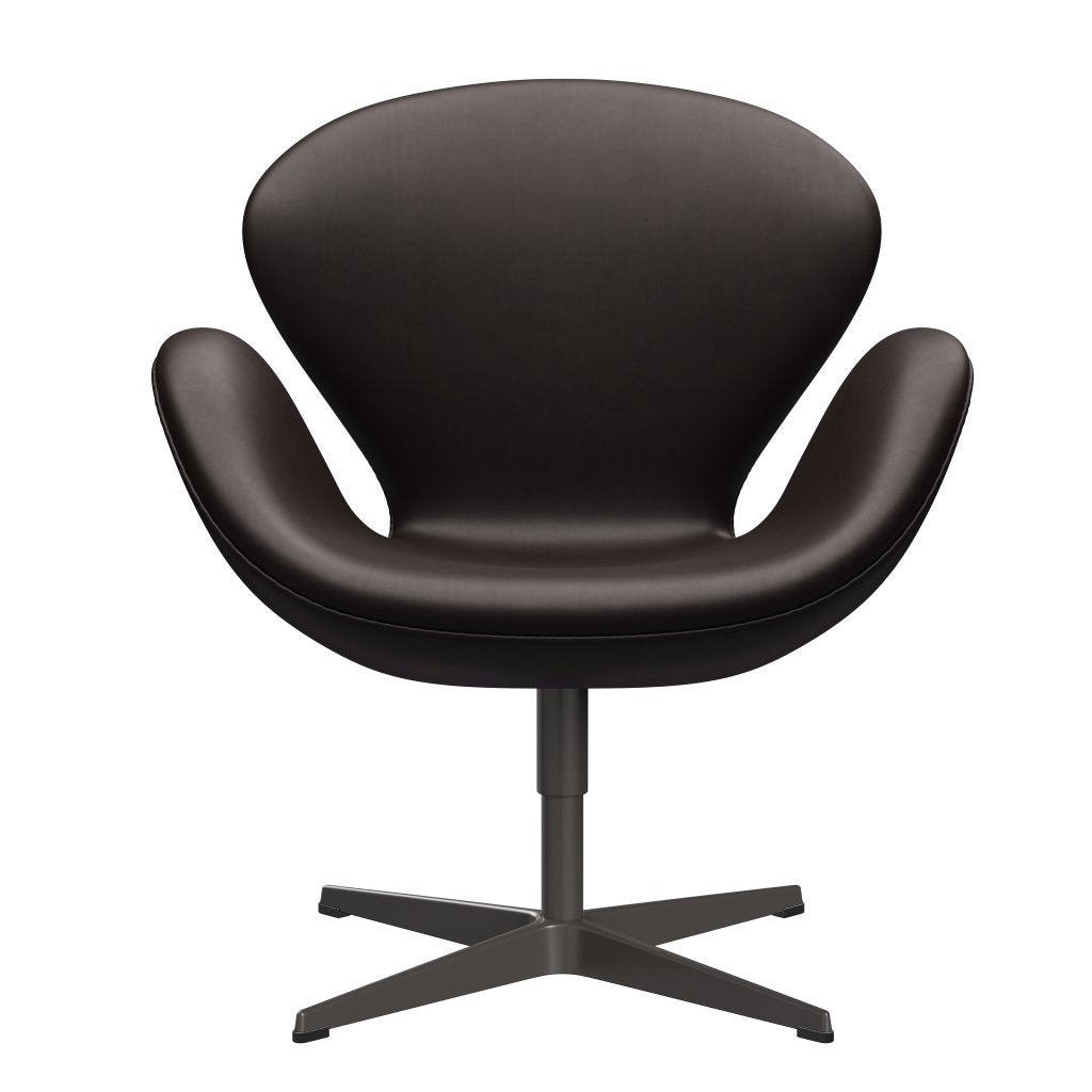 [product_category]-Fritz Hansen Swan Lounge Chair, Warm Graphite/Grace Dark Brown-Fritz Hansen-3320-ELDBR-WGBASE-FRI-1