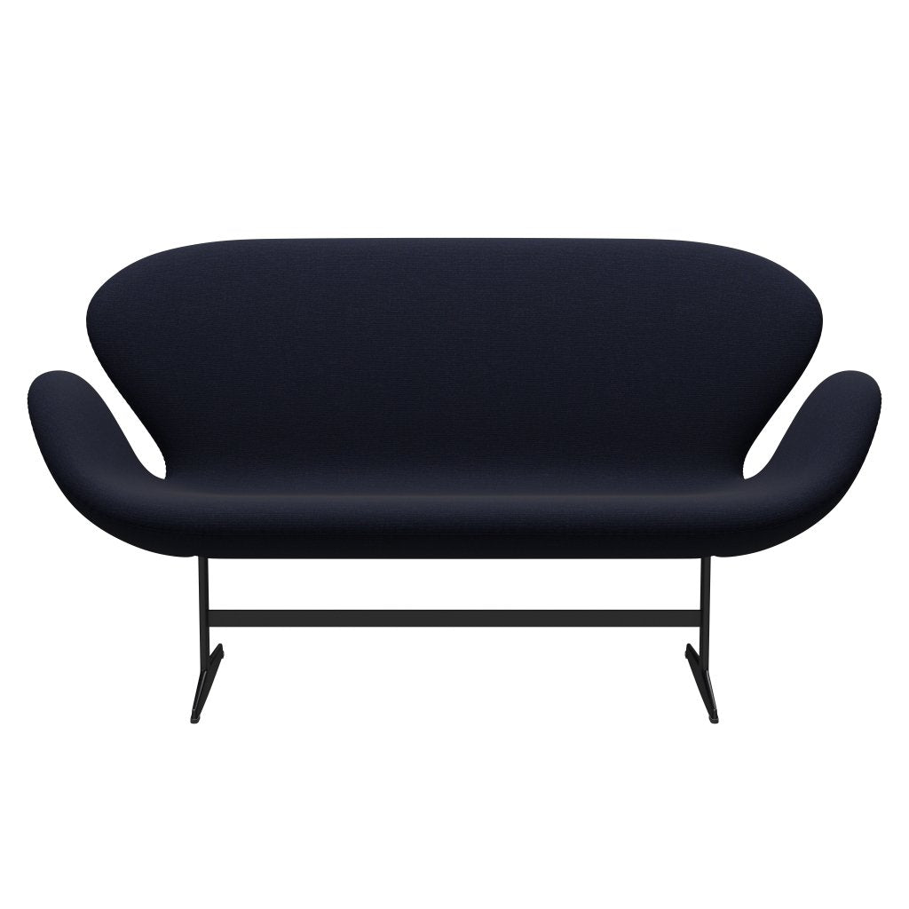 [product_category]-Fritz Hansen Swan Sofa 2 Seater, Black Lacquered/Canvas Dark Blue-Fritz Hansen-3321-CA0794-BLLA-FRI-1