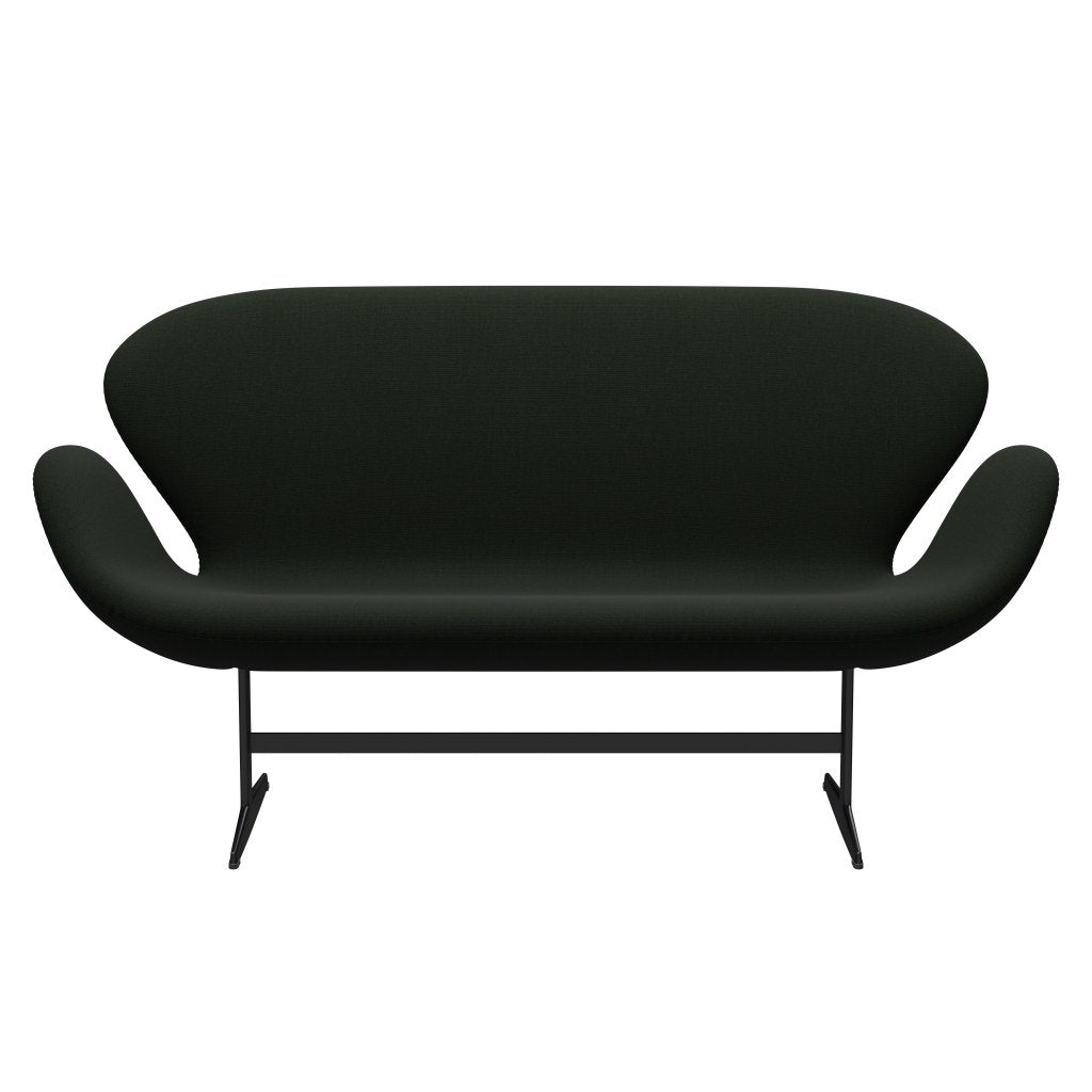 [product_category]-Fritz Hansen Swan Sofa 2 Seater, Black Lacquered/Canvas Dark Green-Fritz Hansen-3321-CA0996-BLLA-FRI-1