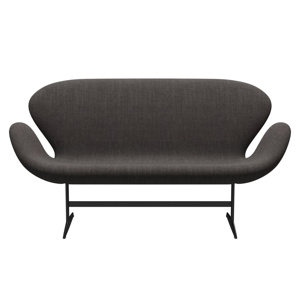 [product_category]-Fritz Hansen Swan Sofa 2 Seater, Black Lacquered/Canvas Dark Grey-Fritz Hansen-3321-CA0154-BLLA-FRI-1