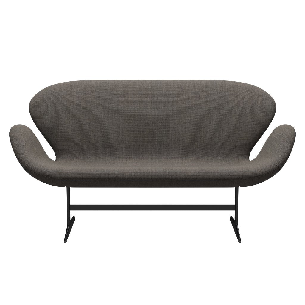 [product_category]-Fritz Hansen Swan Sofa 2 Seater, Black Lacquered/Canvas Grey-Fritz Hansen-3321-CA0134-BLLA-FRI-1