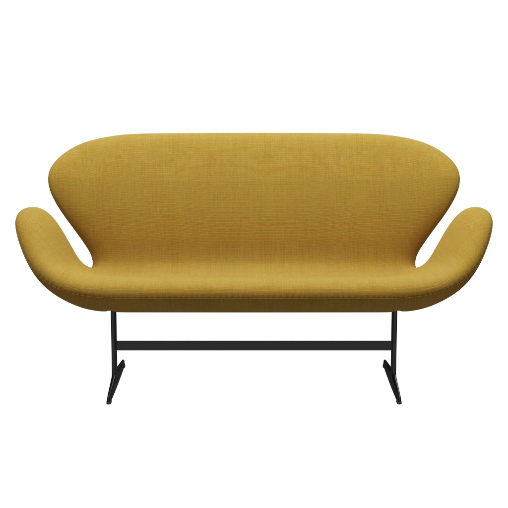 [product_category]-Fritz Hansen Swan Sofa 2 Seater, Black Lacquered/Canvas Mustard-Fritz Hansen-3321-CA0446-BLLA-FRI-1