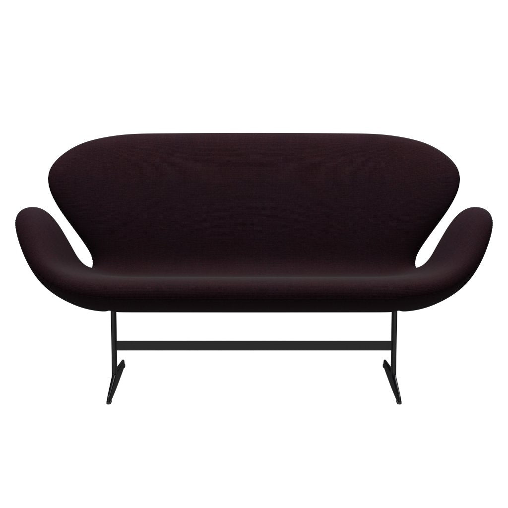 [product_category]-Fritz Hansen Swan Sofa 2 Seater, Black Lacquered/Canvas Ocean Violet-Fritz Hansen-3321-CA0694-BLLA-FRI-1