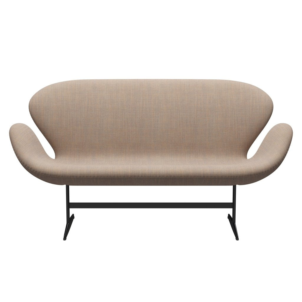 [product_category]-Fritz Hansen Swan Sofa 2 Seater, Black Lacquered/Canvas Sand-Fritz Hansen-3321-CA0224-BLLA-FRI-1