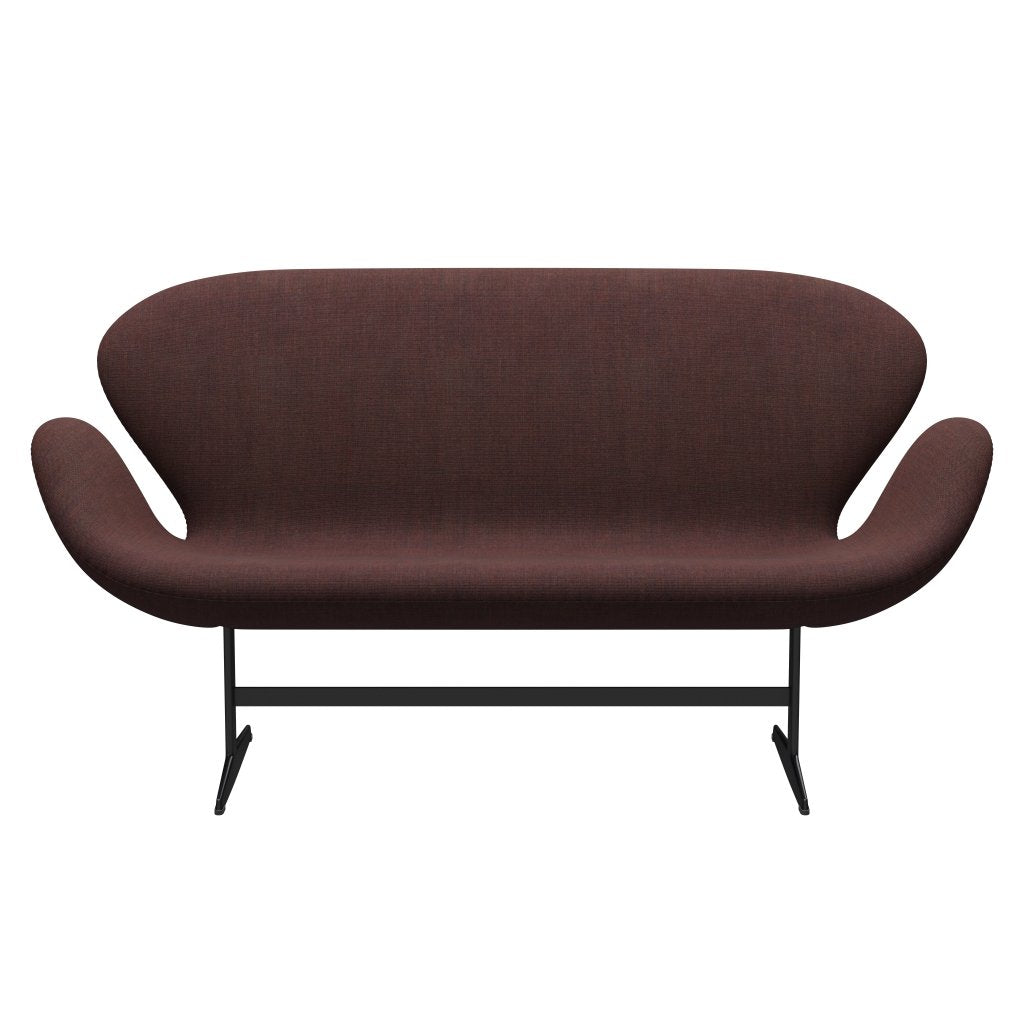 [product_category]-Fritz Hansen Swan Sofa 2 Seater, Black Lacquered/Canvas Stone Dark-Fritz Hansen-3321-CA0674-BLLA-FRI-1
