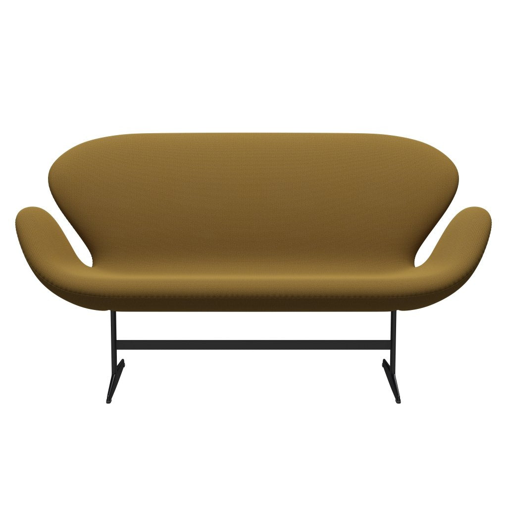 [product_category]-Fritz Hansen Swan Sofa 2 Seater, Black Lacquered/Capture Mustard Dark-Fritz Hansen-3321-CP6401-BLLA-FRI-1