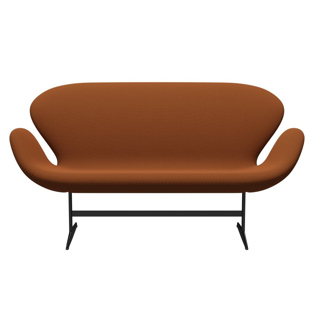 [product_category]-Fritz Hansen Swan Sofa 2 Seater, Black Lacquered/Capture Rust/Orange-Fritz Hansen-3321-CP7501-BLLA-FRI-1