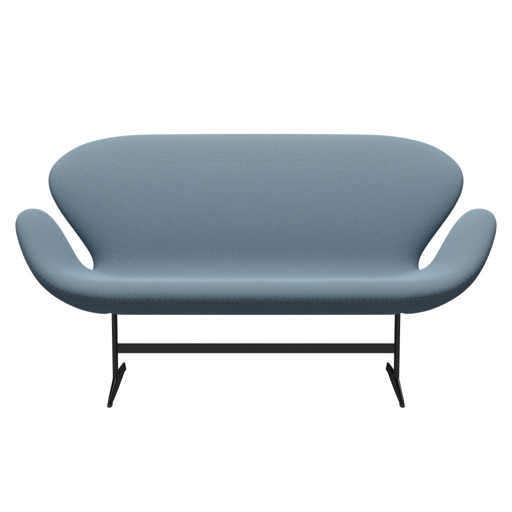 [product_category]-Fritz Hansen Swan Sofa 2 Seater, Black Lacquered/Capture Soft Blue-Fritz Hansen-3321-CP5001-BLLA-FRI-1