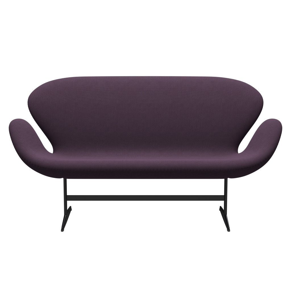 [product_category]-Fritz Hansen Swan Sofa 2 Seater, Black Lacquered/Capture Violet Dark-Fritz Hansen-3321-CP7001-BLLA-FRI-1
