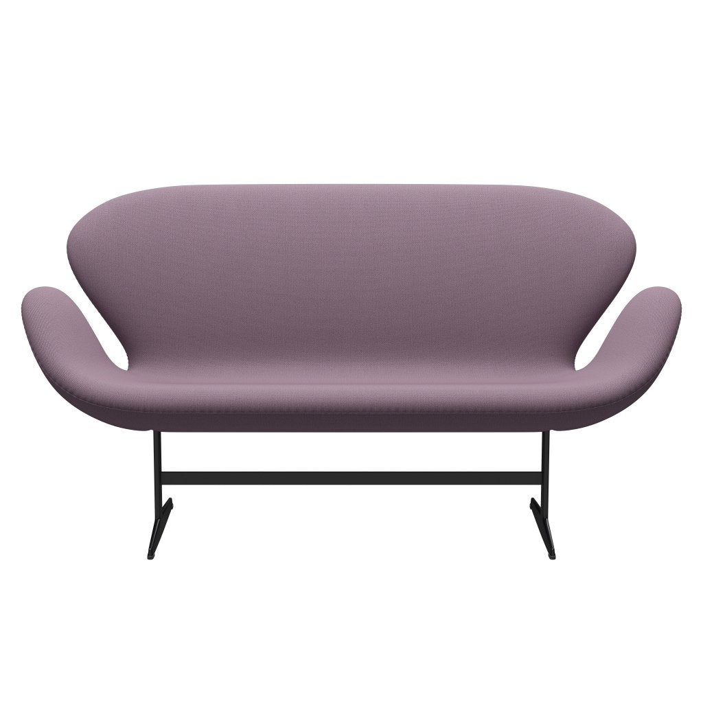 [product_category]-Fritz Hansen Swan Sofa 2 Seater, Black Lacquered/Capture Violet/Brown-Fritz Hansen-3321-CP6202-BLLA-FRI-1
