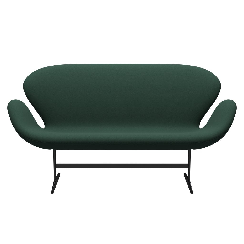 [product_category]-Fritz Hansen Swan Sofa 2 Seater, Black Lacquered/Christianshavn Dark Green Uni-Fritz Hansen-3321-CH1160-BLLA-FRI-1