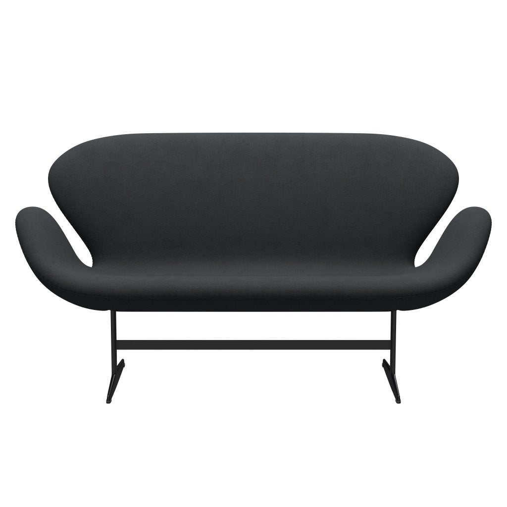 [product_category]-Fritz Hansen Swan Sofa 2 Seater, Black Lacquered/Christianshavn Dark Grey-Fritz Hansen-3321-CH1174-BLLA-FRI-1