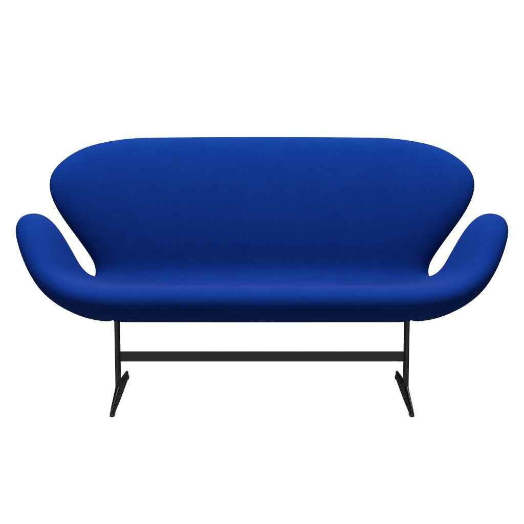 [product_category]-Fritz Hansen Swan Sofa 2 Seater, Black Lacquered/Comfort Blue (00035)-Fritz Hansen-3321-C00035-BLLA-FRI-1
