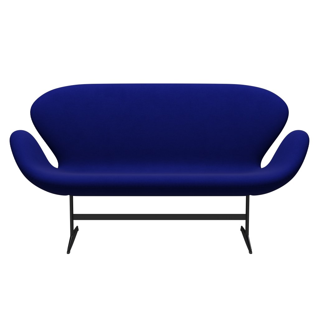 [product_category]-Fritz Hansen Swan Sofa 2 Seater, Black Lacquered/Comfort Blue (66008)-Fritz Hansen-3321-C66008-BLLA-FRI-1