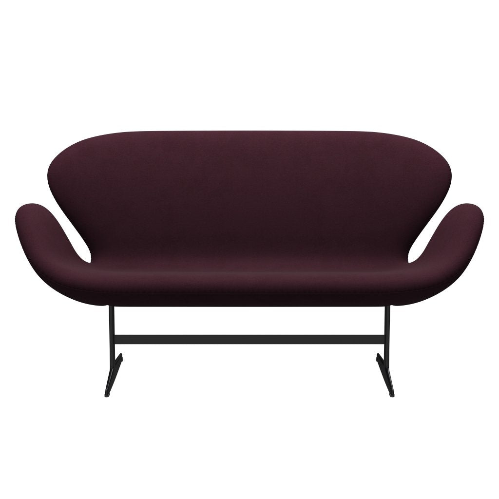 [product_category]-Fritz Hansen Swan Sofa 2 Seater, Black Lacquered/Comfort Bright Bordeaux-Fritz Hansen-3321-C01163-BLLA-FRI-1