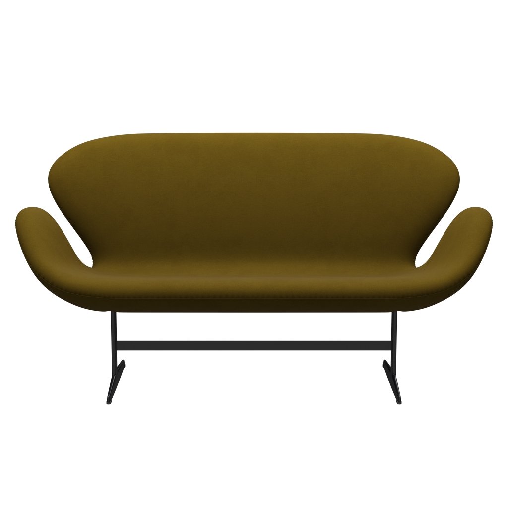 [product_category]-Fritz Hansen Swan Sofa 2 Seater, Black Lacquered/Comfort Brown (68007)-Fritz Hansen-3321-C68007-BLLA-FRI-1