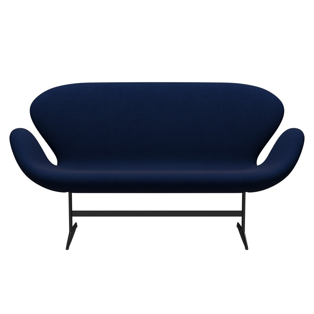 [product_category]-Fritz Hansen Swan Sofa 2 Seater, Black Lacquered/Comfort Dark Blue/Grey-Fritz Hansen-3321-C01167-BLLA-FRI-1
