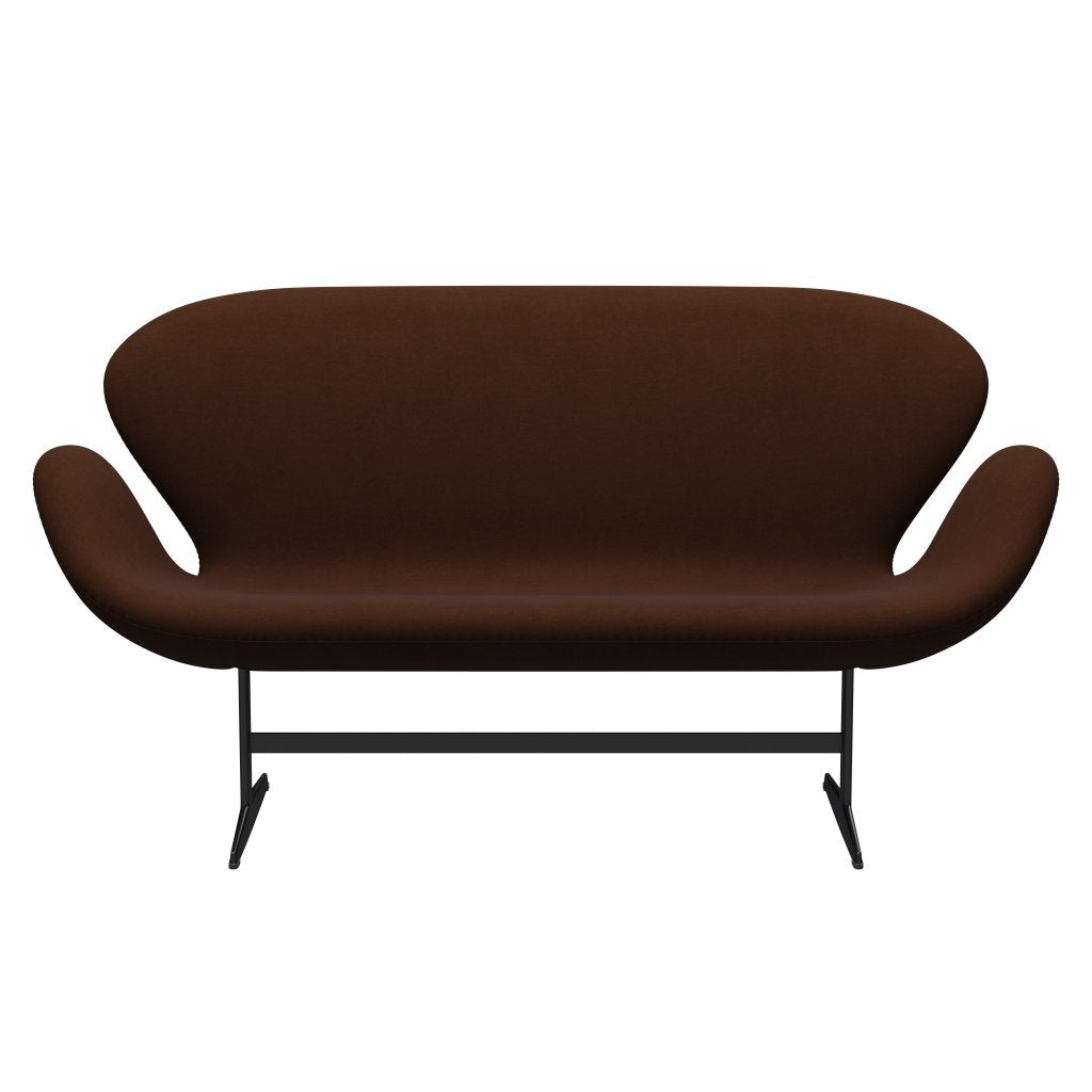 [product_category]-Fritz Hansen Swan Sofa 2 Seater, Black Lacquered/Comfort Dark Brown-Fritz Hansen-3321-C61015-BLLA-FRI-1