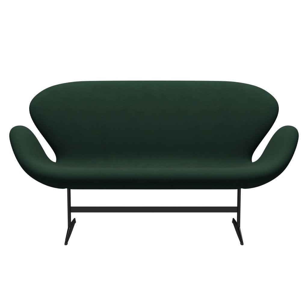 [product_category]-Fritz Hansen Swan Sofa 2 Seater, Black Lacquered/Comfort Dark Green-Fritz Hansen-3321-C00018-BLLA-FRI-1