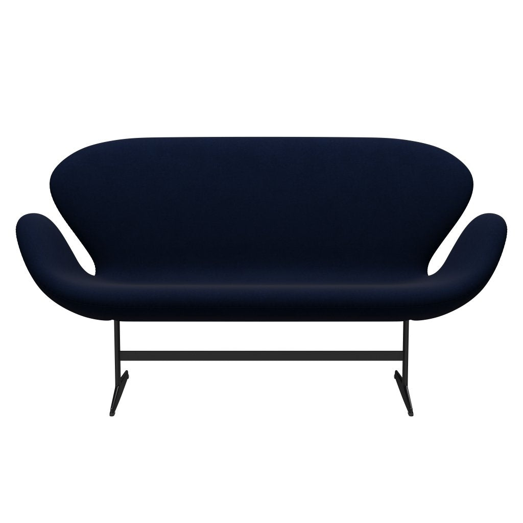 [product_category]-Fritz Hansen Swan Sofa 2 Seater, Black Lacquered/Comfort Dark Grey/Blue-Fritz Hansen-3321-C00040-BLLA-FRI-1