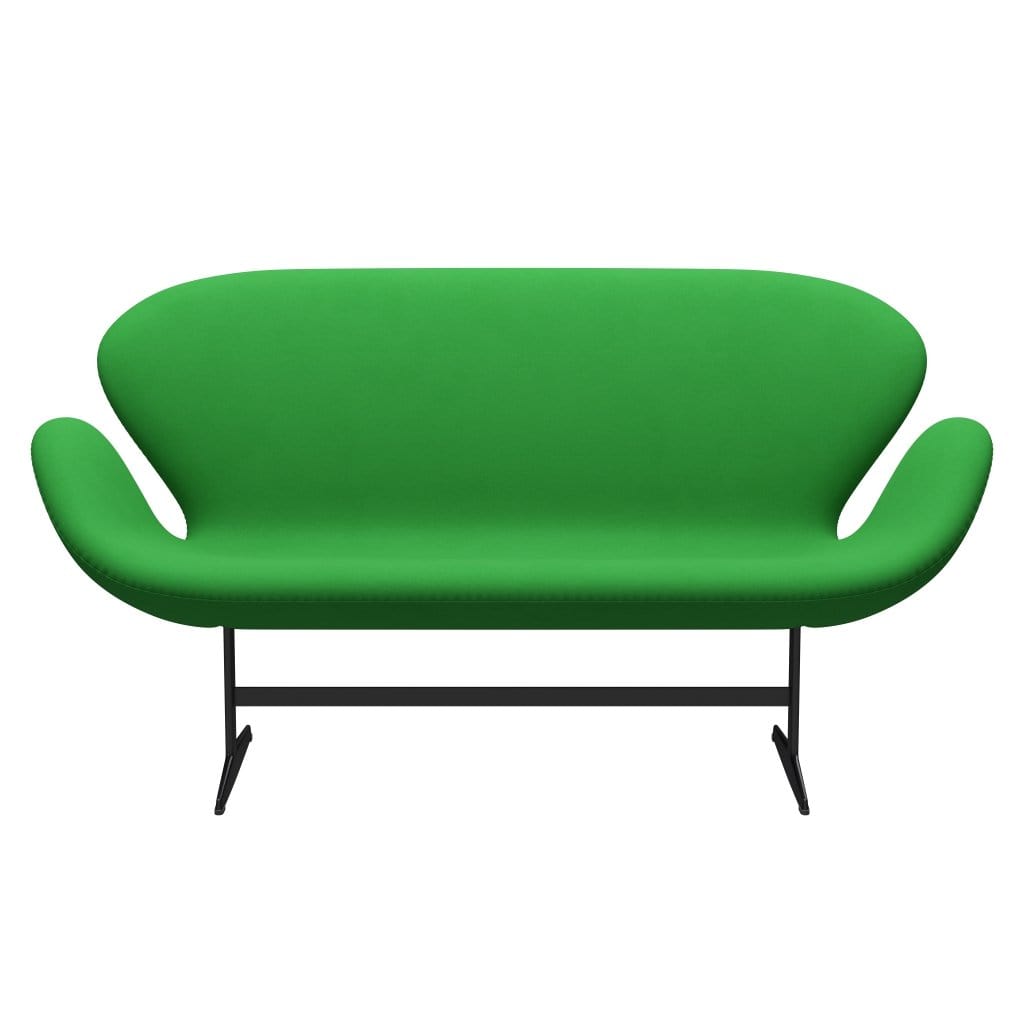 [product_category]-Fritz Hansen Swan Sofa 2 Seater, Black Lacquered/Comfort Green (68003)-Fritz Hansen-3321-C68003-BLLA-FRI-1