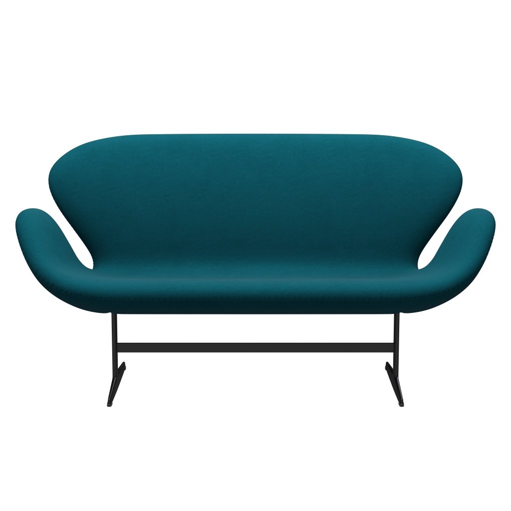 [product_category]-Fritz Hansen Swan Sofa 2 Seater, Black Lacquered/Comfort Green/Blue-Fritz Hansen-3321-C08422-BLLA-FRI-1