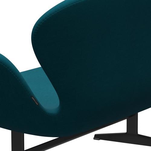 [product_category]-Fritz Hansen Swan Sofa 2 Seater, Black Lacquered/Comfort Green/Blue-Fritz Hansen-3321-C08422-BLLA-FRI-5