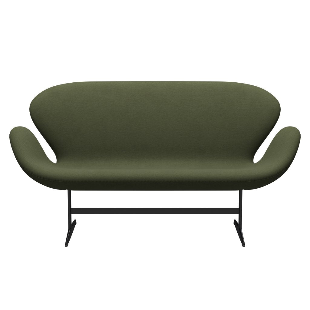 [product_category]-Fritz Hansen Swan Sofa 2 Seater, Black Lacquered/Comfort Green/Grey-Fritz Hansen-3321-C08397-BLLA-FRI-1