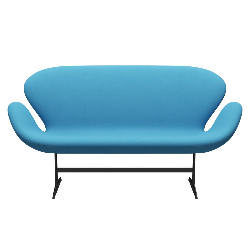 [product_category]-Fritz Hansen Swan Sofa 2 Seater, Black Lacquered/Comfort Light Blue (66010)-Fritz Hansen-3321-C66010-BLLA-FRI-1