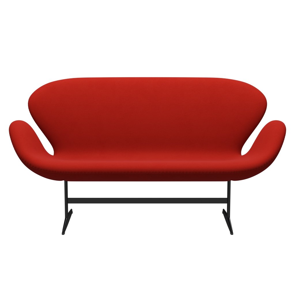 [product_category]-Fritz Hansen Swan Sofa 2 Seater, Black Lacquered/Comfort Red (00026)-Fritz Hansen-3321-C00026-BLLA-FRI-1