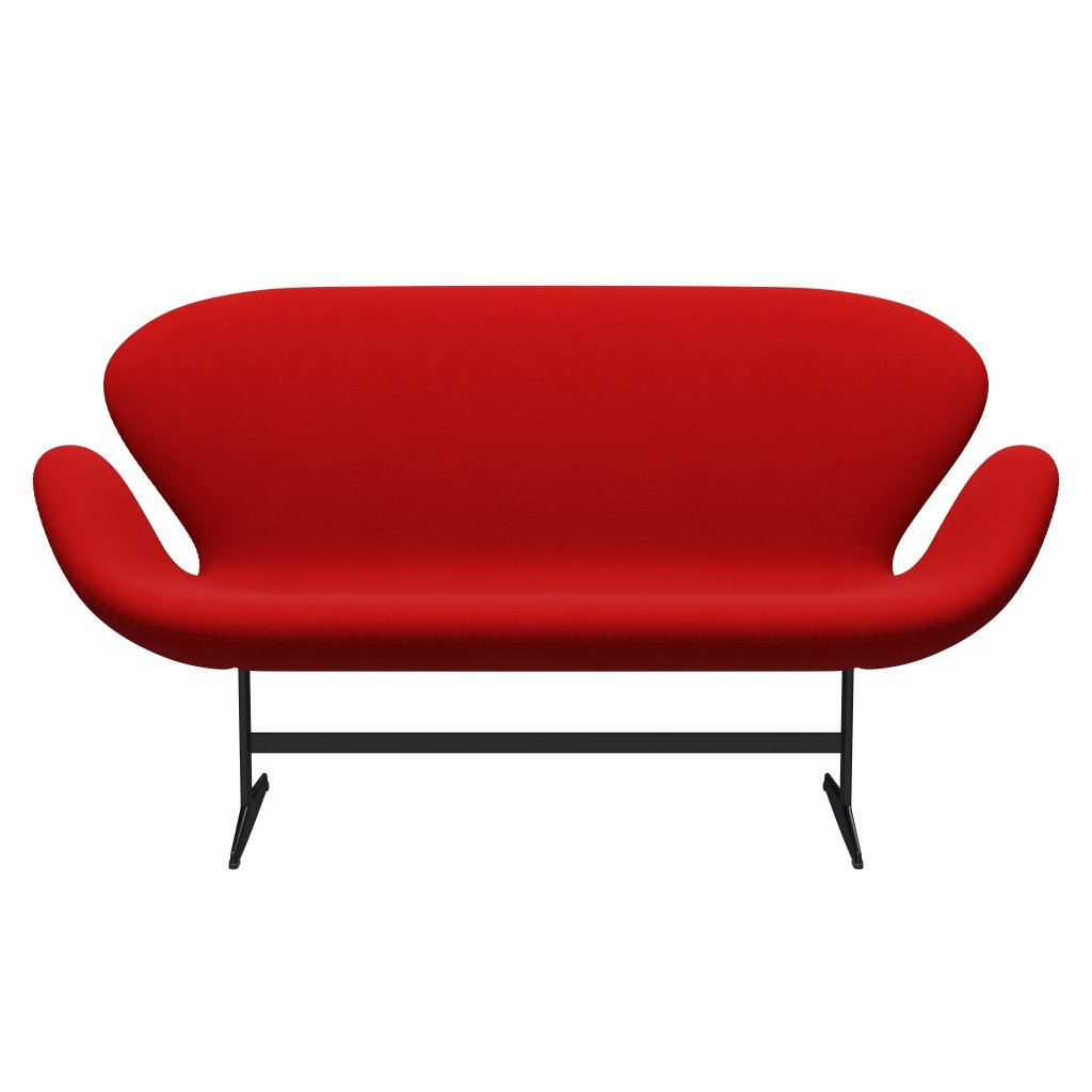[product_category]-Fritz Hansen Swan Sofa 2 Seater, Black Lacquered/Comfort Red (64003)-Fritz Hansen-3321-C64003-BLLA-FRI-1