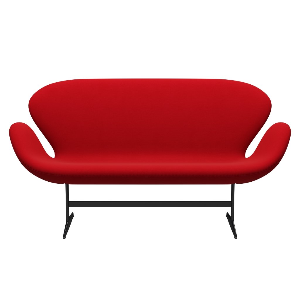 [product_category]-Fritz Hansen Swan Sofa 2 Seater, Black Lacquered/Comfort Red (64013)-Fritz Hansen-3321-C64013-BLLA-FRI-1