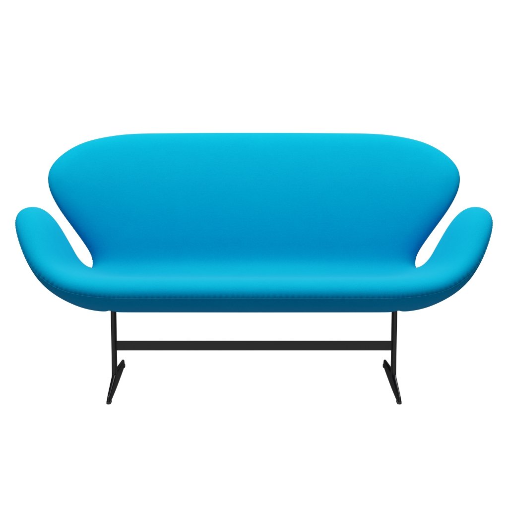 [product_category]-Fritz Hansen Swan Sofa 2 Seater, Black Lacquered/Comfort Turquoise (67001)-Fritz Hansen-3321-C67001-BLLA-FRI-1