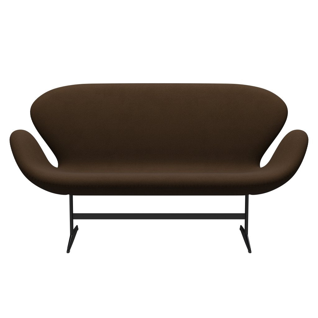 [product_category]-Fritz Hansen Swan Sofa 2 Seater, Black Lacquered/Diablo Chestnut-Fritz Hansen-3321-DIA400-BLLA-FRI-1