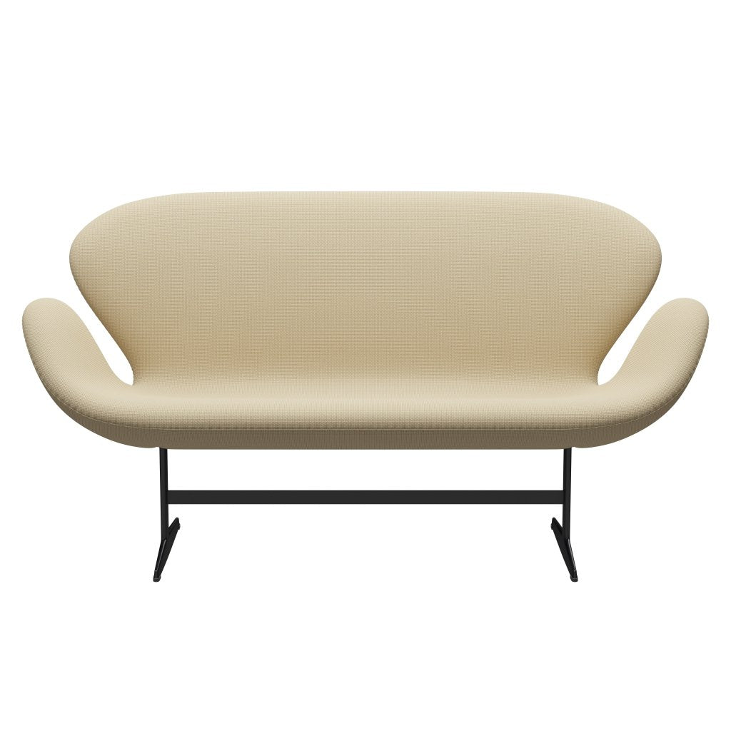 [product_category]-Fritz Hansen Swan Sofa 2 Seater, Black Lacquered/Diablo Ivory-Fritz Hansen-3321-DIA200-BLLA-FRI-1