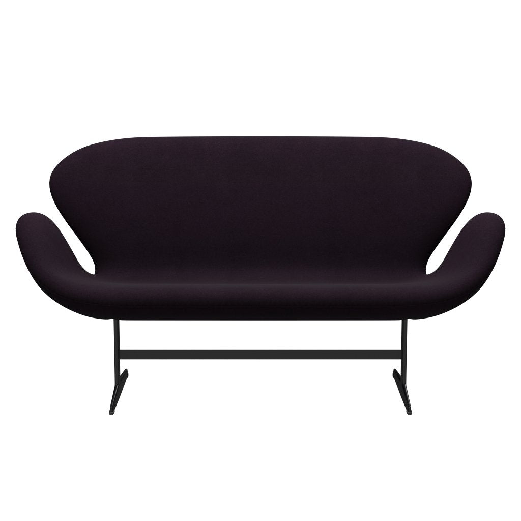 [product_category]-Fritz Hansen Swan Sofa 2 Seater, Black Lacquered/Divina Aubergine (376)-Fritz Hansen-3321-DIV376-BLLA-FRI-1