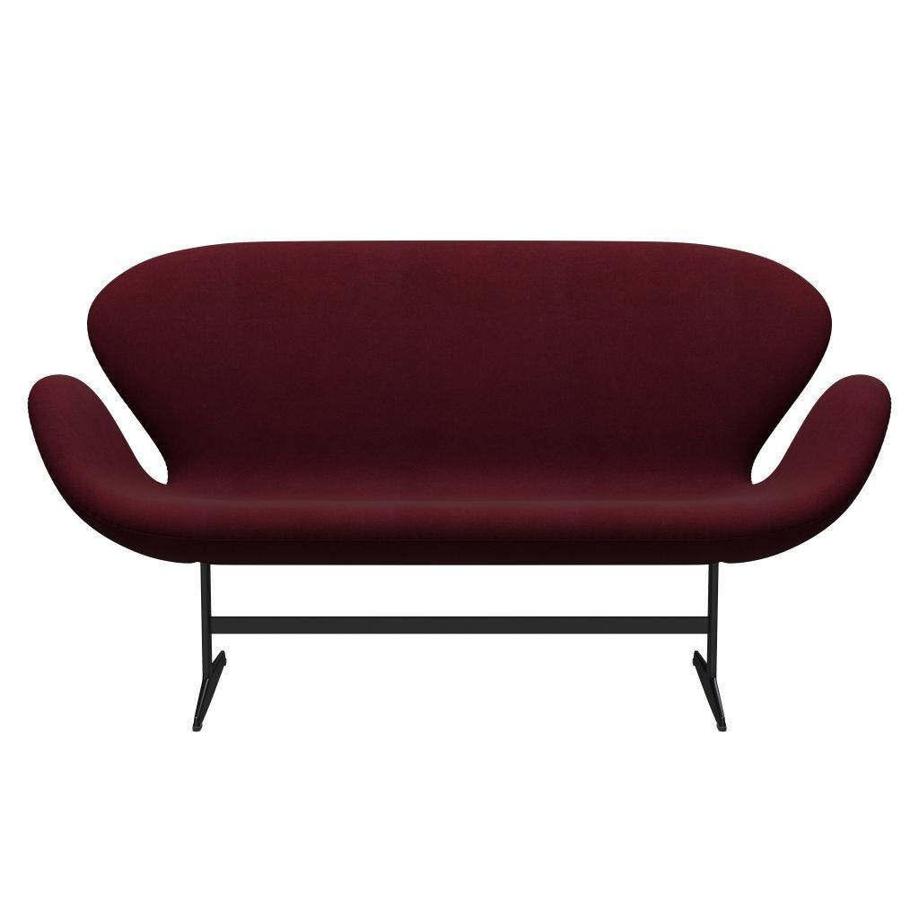 [product_category]-Fritz Hansen Swan Sofa 2 Seater, Black Lacquered/Divina Aubergine (671)-Fritz Hansen-3321-DIV671-BLLA-FRI-1
