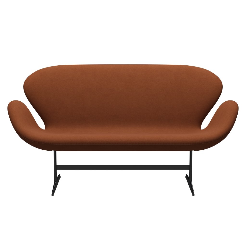 [product_category]-Fritz Hansen Swan Sofa 2 Seater, Black Lacquered/Divina Brown (346)-Fritz Hansen-3321-DIV346-BLLA-FRI-1