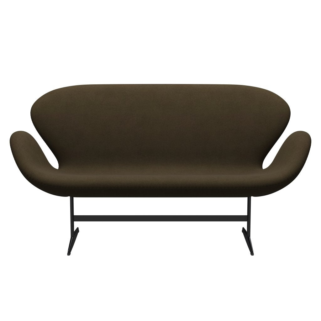 [product_category]-Fritz Hansen Swan Sofa 2 Seater, Black Lacquered/Divina Brown (984)-Fritz Hansen-3321-DIV984-BLLA-FRI-1