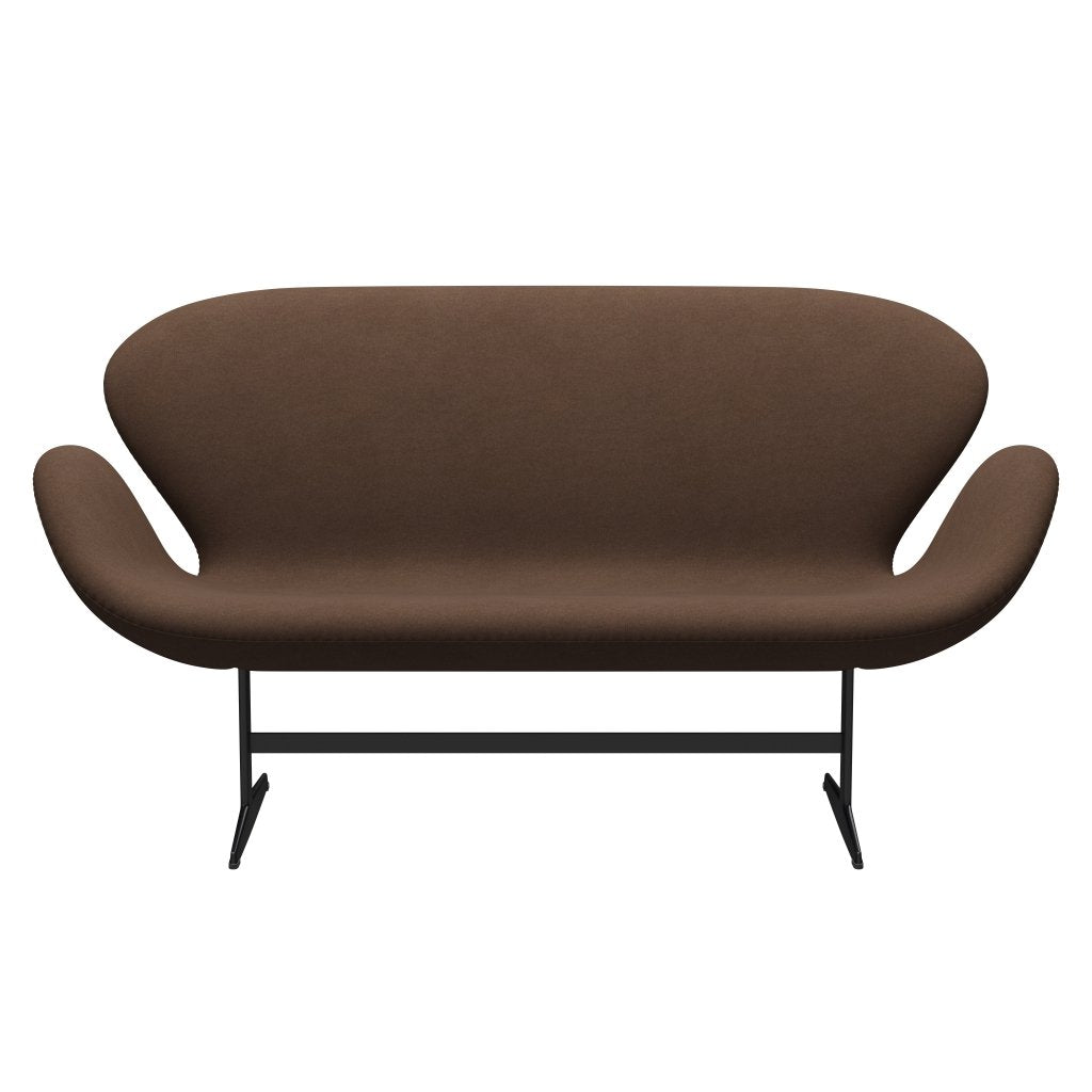 [product_category]-Fritz Hansen Swan Sofa 2 Seater, Black Lacquered/Divina Dark Brown (356)-Fritz Hansen-3321-DIV356-BLLA-FRI-1