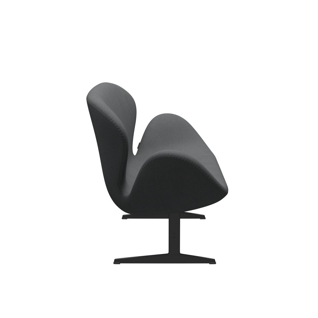 [product_category]-Fritz Hansen Swan Sofa 2 Seater, Black Lacquered/Divina Dark Grey-Fritz Hansen-3321-DIV173-BLLA-FRI-3