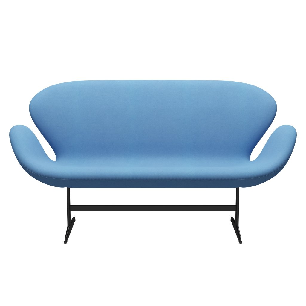 [product_category]-Fritz Hansen Swan Sofa 2 Seater, Black Lacquered/Divina Light Blue (712)-Fritz Hansen-3321-DIV712-BLLA-FRI-1