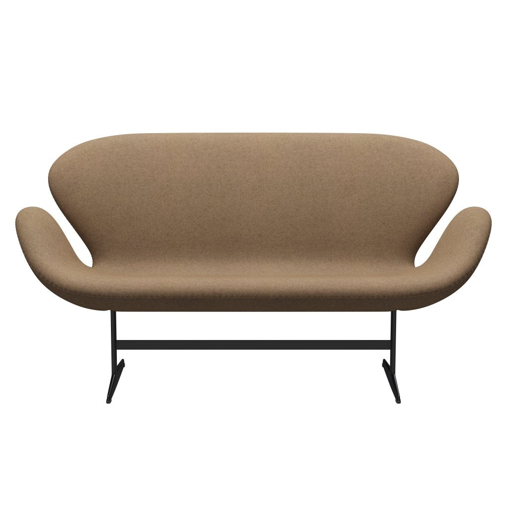 [product_category]-Fritz Hansen Swan Sofa 2 Seater, Black Lacquered/Divina Md Café Latte-Fritz Hansen-3321-DMD453-BLLA-FRI-1