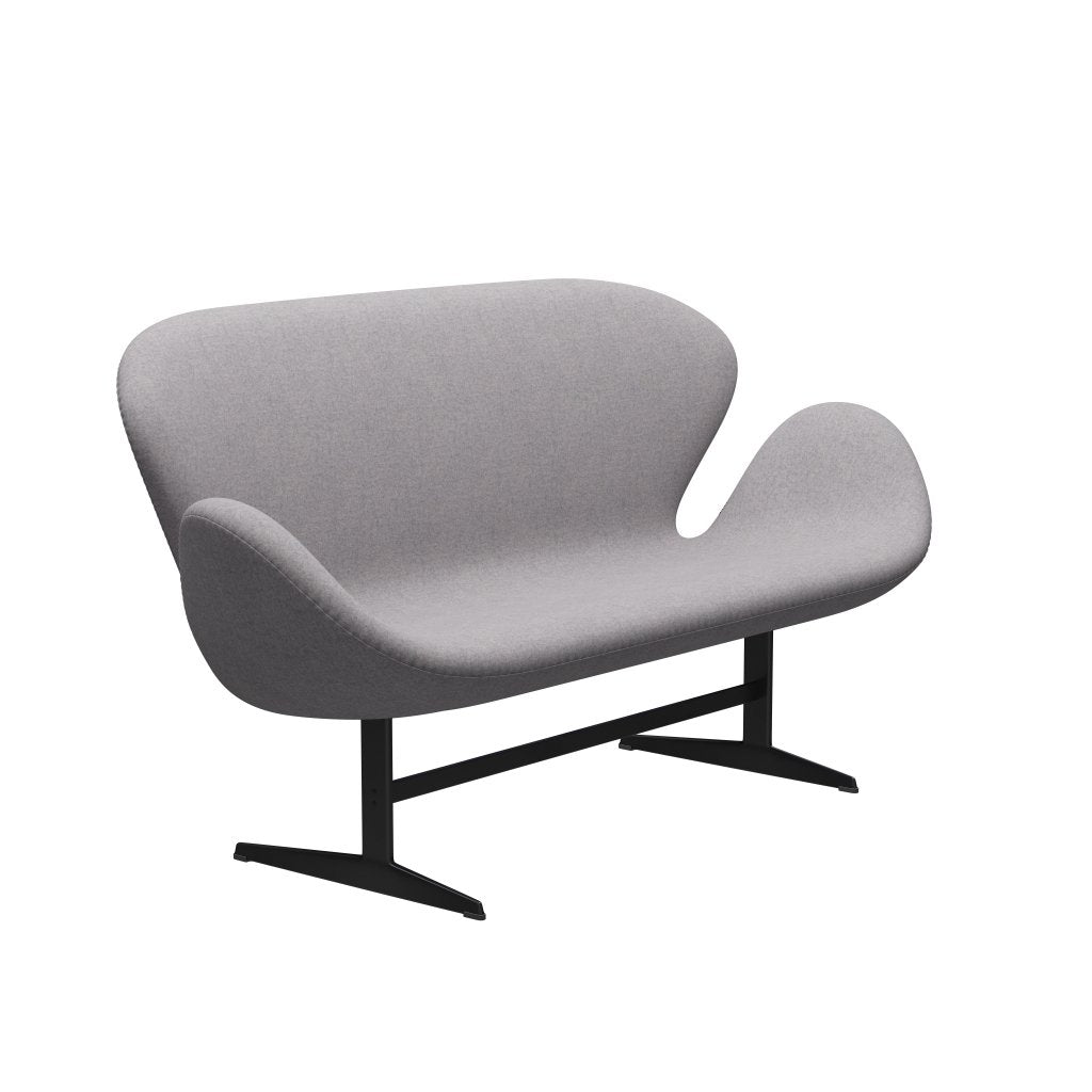 [product_category]-Fritz Hansen Swan Sofa 2 Seater, Black Lacquered/Divina Md Cool Light Grey-Fritz Hansen-3321-DMD713-BLLA-FRI-2
