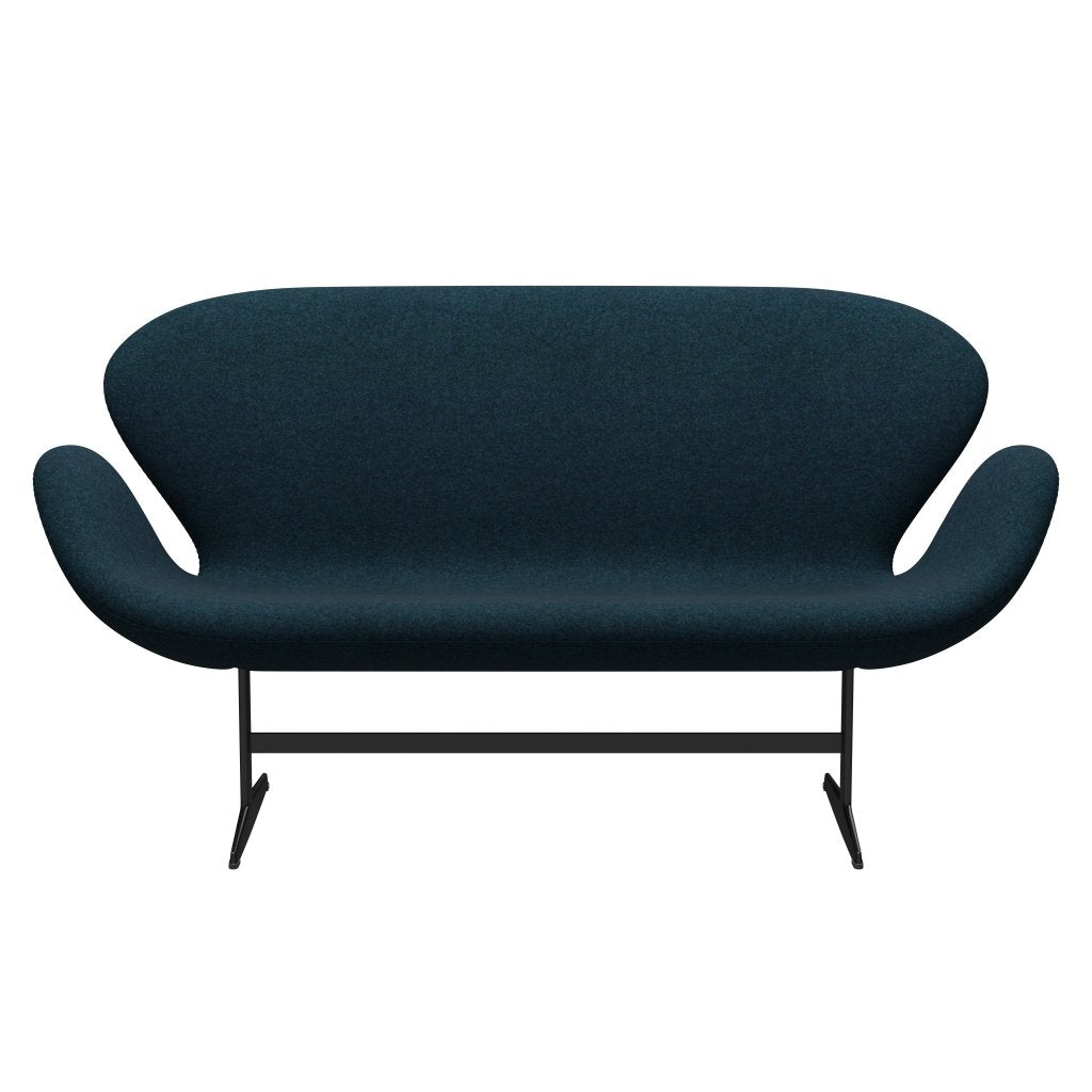 [product_category]-Fritz Hansen Swan Sofa 2 Seater, Black Lacquered/Divina Md Petrol Dark-Fritz Hansen-3321-DMD873-BLLA-FRI-1